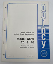 Quincy Air Compressor Parts Manual Model 20 And 40 QSVI Catalog Book 1152E - £11.31 GBP