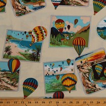 Cotton Hot Air Balloons Photos Postcards Cream Fabric Print by the Yard D691.20 - £9.55 GBP