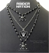 Raider Nation Skull Cross Bone Necklace Handcuffs Chains Football Raiders Hot&#39; - $20.76