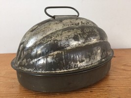 Vtg Antique Kreamer Melon Shaped Metal Tin Steamed Pudding Bread Cake Mold - $39.99