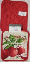 Set of 2 Same Printed Jumbo Pot Holders (7&quot;x8&quot;) 3 &amp; HALF RED APPLES, AM - £7.15 GBP