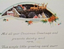 Christmas Postcard Santa Claus Flying Reindeer 416D Non Posted Original Vintage - £9.76 GBP
