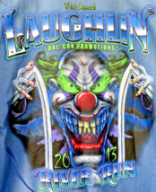 Horror Evil Clown Biker T Shirt Mens LARGE River Run Laughlin Nevada Blu... - £36.96 GBP