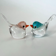 New Colors!!!  Murano Glass Handcrafted Mini Lovely Bird Figurine Set, Glass Art - £29.30 GBP
