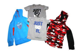 Nike Boys Lot of 4 Hoodies T-shirts  Size XS &amp; Medium 4-6 Red Blue Gray - £21.55 GBP