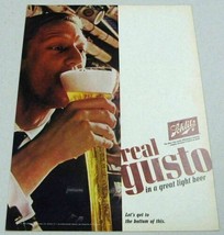 1965 Print Ad Schlitz Light Beer Man Drinks Long Glass of Beer Real Gusto - $11.03