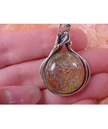 (#D-98-W) DICHROIC Fused GLASS Pendant SILVER PEACH ORANGE GREEN - $1,230.06 MXN