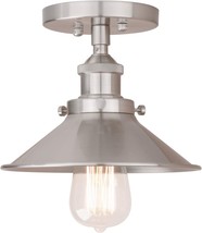 Pathson Vintage Ceiling Light With Metal Shade, Farmhouse Ceiling Lamp, Brushed - £40.89 GBP
