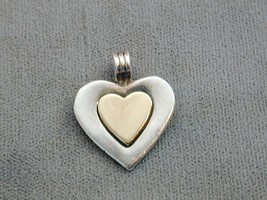 Designer Signed Sterling &amp; 18k Gold Heart Pendant RK - £31.31 GBP