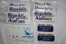 REPUBLIC AIRLINES Vintage 6 Luggage Tags (sealed), 2 Pinbacks, 5 Labels   A53 - £27.94 GBP