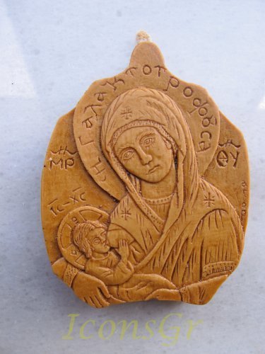 Handmade Carved Aromatic Wax Icon Blessed From Mount Athos of Virgin Mary 13