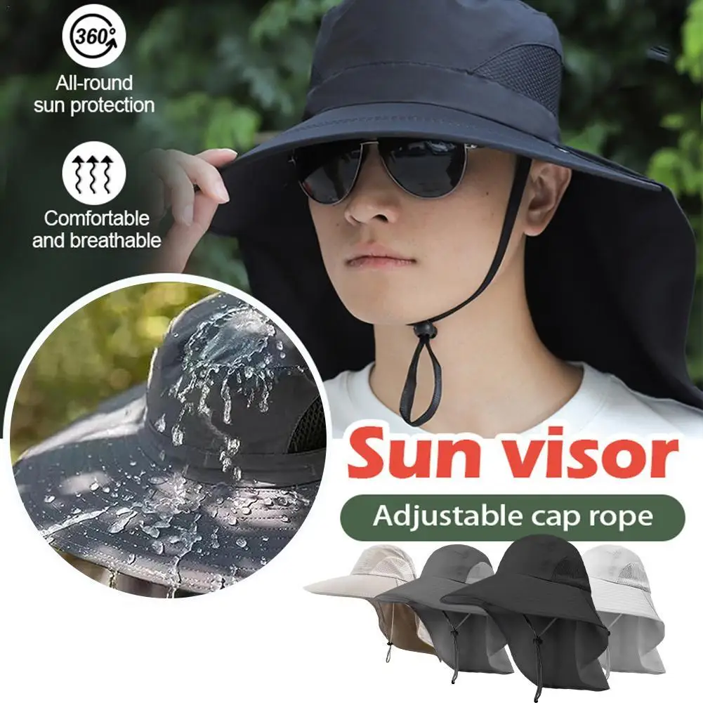 Fishing Hat Wide Brim Bucket Hat with Neck Cover Quick Dry Outdoor Sports Jungle - £10.32 GBP