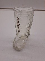 Country Western Cowboy Boot Shaped 6&quot; Tall Glass Beer Mug With Cowboy Word - £14.40 GBP
