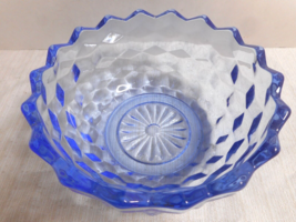Indiana Glass Whitehall Fostoria Amer Cubist Light Blue Bowl Candy Dish no Lid - £15.65 GBP