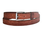 EMBOSSED &quot;Rolling Ribbon&quot; BELT - Thick English Bridle Leather - £43.93 GBP