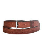EMBOSSED &quot;Rolling Ribbon&quot; BELT - Thick English Bridle Leather - £43.07 GBP
