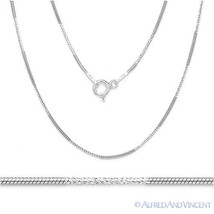 Solid .925 Sterling Silver w/ Rhodium Anti-Tarnish 1mm Snake Link Chain Necklace - £20.95 GBP+