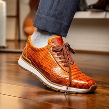Alonzo Sporty Genuine Caiman Crocodile Sneaker Cognac image 7
