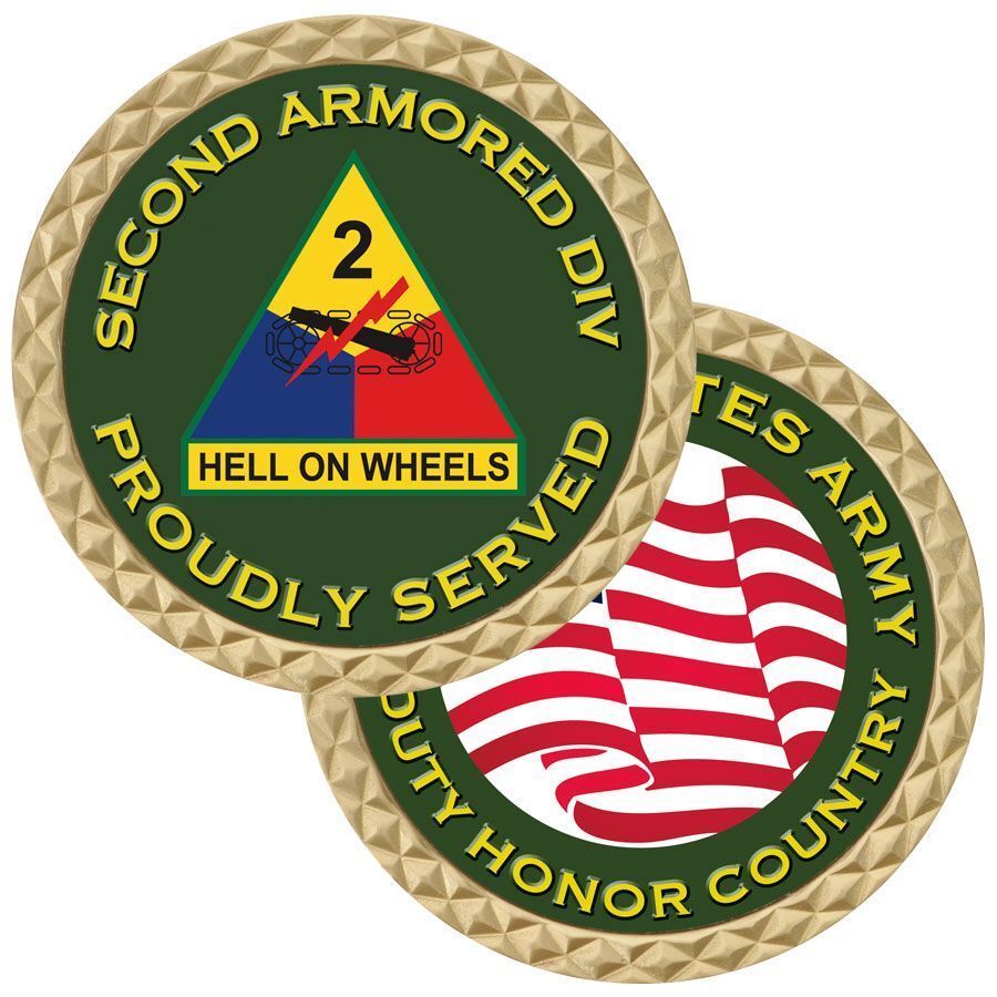 Primary image for ARMY 2ND SECOND ARMORED DIVISION HELL ON WHEELS MILITARY 1.75"  CHALLENGE COIN