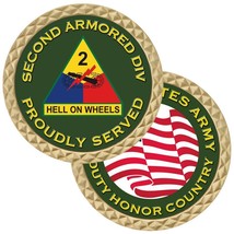 Army 2ND Second Armored Division Hell On Wheels Military 1.75&quot; Challenge Coin - £27.32 GBP