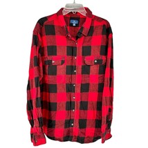 George Flannel Shirt Mens 2XL 50-52 Red Black Buffalo Plaid LS Button-Down - $8.91