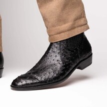 GIORGIO Genuine Ostrich Chelsea Boot Black image 6