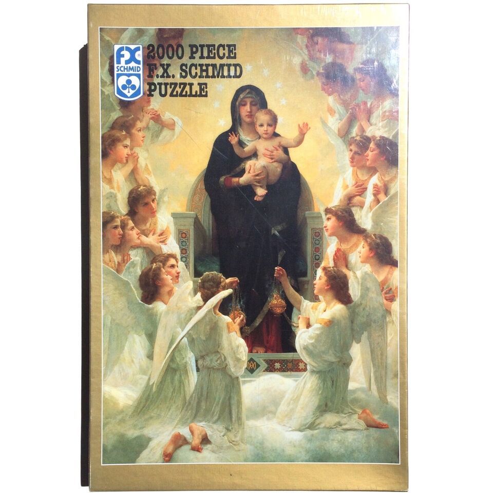 FX Schmid 2000 Piece Puzzle Virgin With Angels William-Adolphe Bougereau #98523 - $11.79