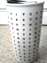 2016 Starbucks Ceramic Coffee Mug Travel Tumbler  Double Wall Word Search - $11.83