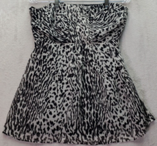 Banana Republic Blouse Womens Sz 10 Black White Leopard Print Strapless Side Zip - £15.87 GBP