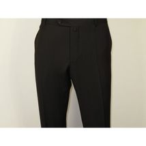 Men's MONO Turkey Slacks 100% Wool Plain Front Regular Fit 2501-01 Black image 5