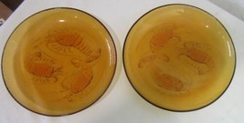 Vtg. Pasari Indonesia Set Of 2 Amber Glass LOBSTER/CRAYFISH Plates Euc DH2705 - £19.67 GBP