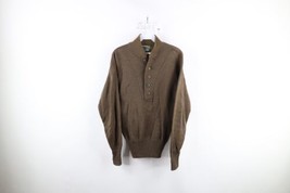 Vtg 80s Mens Medium United States Military Wool Knit Henley Sweater Brown USA - £38.89 GBP
