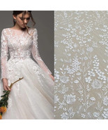 51&quot; Wide 3 Yards Length Ivory White Net Tulle Mesh Flower Wedding Lace F... - $29.90