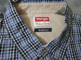XXL Wrangler Premium Quality Wrinkle Resist Casual Mens Long Sleeve Blue Shirt - £22.76 GBP