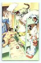 Postcard Alfred Mainzer Anthropomorphic Cats Bedroom Pillow Fight Bunk Beds 4748 - £8.22 GBP