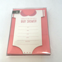 Baby Shower Party Invitations White with Pink Envelopes 10 Cards Hallmar... - $5.93