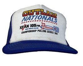 Vintage Trucker Hat Cap Black White Outlaw Nationals Hot Rod Truck Pull 80s FORD - £13.82 GBP