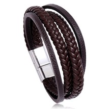 ZORCVENS New Fashion Classic Genuine Leather Bracelet For Men Hand Charm Jewelry - £9.19 GBP