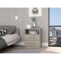 Modern Nightstand w/ 2 Drawers &amp; Shelf - Light Gray - $153.99