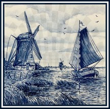 Dutch Delft 4 x 4 inch app - STICKER - Type - C -  Luster Finish - £4.75 GBP