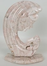 Vtg Madonna &amp; Child Pink Marble Stone Sculpture Figurine Mother &amp; Child - £11.65 GBP