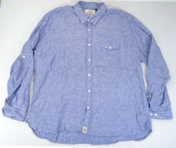 Barbour Greatcoat 100% Linen Shirt Men&#39;s XXL (US) Blue Long Sleeve Butto... - £22.32 GBP