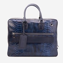 The Cortona Navy Blue Python Leather Men’s Laptop Briefcase image 4