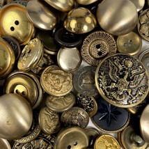 Vintage Metal Buttons Eagles Flowers Random God Tone Lot 60 Plus u - £20.90 GBP