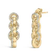 Elegant 14k Yellow Gold Cttw Diamond Chain Link Drop Earrings - $621.00