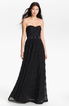 Adrianna Papell  Pleat Bodice Rosette Ballgown Dress Sz 4 Black - $109.30