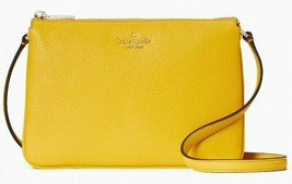 R Kate Spade Leila Triple Gusset Yellow Leather Crossbody NWT WKR00448 $279 Ret - £83.34 GBP