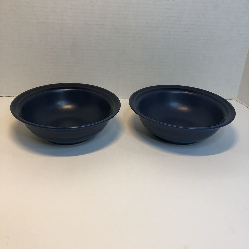 2 Soup Cereal Bowls Pfaltzgraff Morning Light 6.5" Cobalt Blue - $19.79