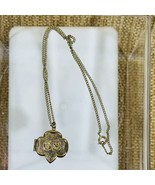 Girl Scout  18&quot; Trefoil Locket &amp; Chain 1950&#39;s Scouting Gold Tone Metal - £19.42 GBP