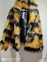 Women/Ladies Topshop Animal Print Faux Fur Coat Uk 8 Eu 36 - $67.50